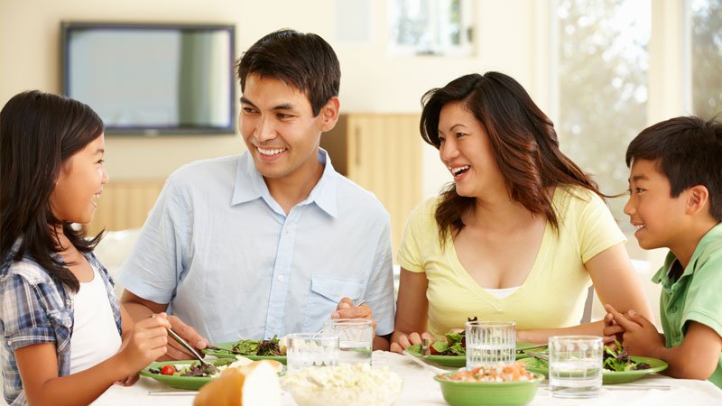 family eating dinner together